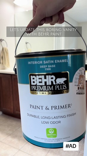 One of the simplest ways to update your home is painting! I decided my master bathroom needed a mini refresh so I used the @Behr Paint 2024 Color of the Year: Cracked Pepper to update my bathroom vanity! #BEHRAmbassador Cracked Pepper PPU18-01 is a beautiful, soft black color that elevates any space! It’s a timeless and modern color and I am obsessed! Stay tuned for part two of this mini bathroom makeover! http://gofyi.ly/92568189 #BEHR2024COTY #TodayLetsPaint #BEHR #ad