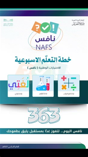 خطة التعلم الأسبوعية لمادة لغتي والعلوم والرياضيات