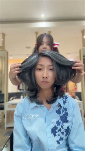 BALAYAGE ASH GREY #haircut #balayageeducator #hairstyle #lifestylehaircutting #hairtok
