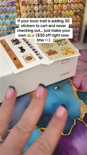 Literally, I'm guilty of it myself. Then I started making stickers at home for myself instead of buying them and this machine is currently on sale. #tiktokshopfalldealsforyou #tiktokshopcreatorpicks #tiktokshopblackfriday #stickermachine #stickerprinter