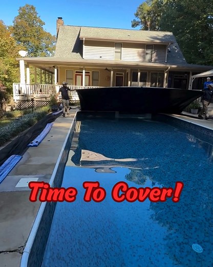 Pool Closing Insight! Part 3 of our three part series highlights the two person job of getting the cover to fit properly. There are 3 types of covers that we see: Safety Covers, Automatic Covers and Tarps with Water Bags. This Cover is standard tarp with standard water bags. Once the cover is sitting nicely over the surface of the water, we intentionally give the cover a little slack. This is to prevent the cover from tearing if there is rain/snow/weight that sitting on the surface. | Pool Scout