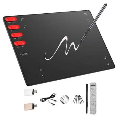 Tablette de dessin numérique de 11 pouces avec un stylet sans batterie et sensible à la pression 8192 niveaux. Cette tablette graphique professionnelle est équipée de 8 touches de raccourci, de sensibilité à l'inclinaison et d'un taux d'échantillonnage de 266 pps pour garantir un dessin fluide. Compatible avec Windows, MacOS, téléphones Android et tablettes | SHEIN