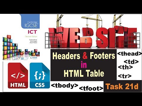 Headers and footers in HTML tables | Web design | task 21d IGCSE ICT | Hodder Education