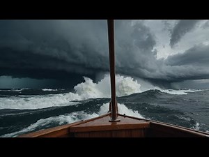 Stormy Ocean from Boat POV 🌊 | Intense Waves & Thunderstorm Ambience for Focus & Sleep