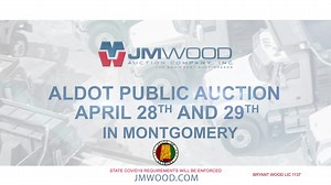 State of Alabama DOT Auction! April 28-29 at the ALDOT facility in Montgomery. Bid onsite or Bid online at www.JMWood.com | JM Wood Auction