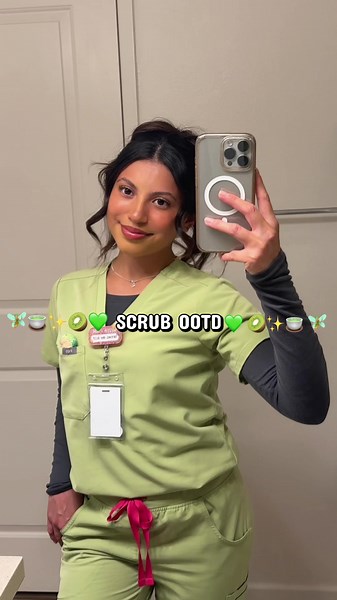 Nurse Scrub OOTD with my bedazzled matching Sonny Angel friend 🧚🏼✨🐰 top: figs Catarina one pocket scrub top Bottoms: figs kade petite scrub bottoms Underscrub: SHEIN #schoolnurse #figsscrubs #scrubfashion #scrubsoftheweek #scrubsoftheday