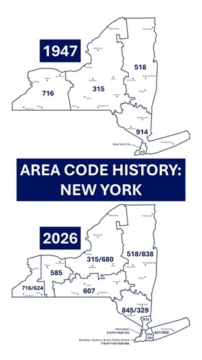 Area Code History: New York #map #telecom #engineering
