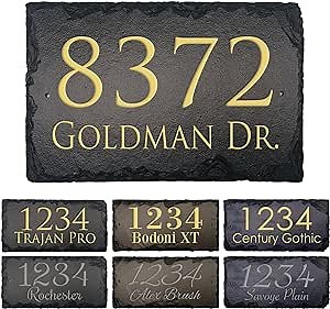 Handcrafted and Customizable Slate Home Address Plaque (12"x8")