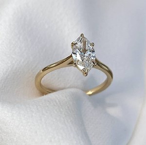 14k Solid Yellow Gold Marquise Cut Solitaire-1.5 CT Marquise Cut Moissanite Ring-wedding Ring-cathedral Band-6 Eagle Prongs-anniversary Gift - Etsy