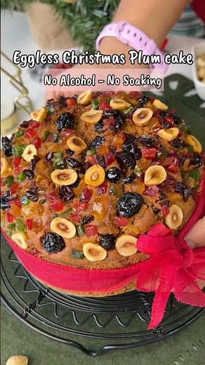 Eggless No Alcohol Christmas Plum Cake with Hazelnut ! This is a complete winner this season.