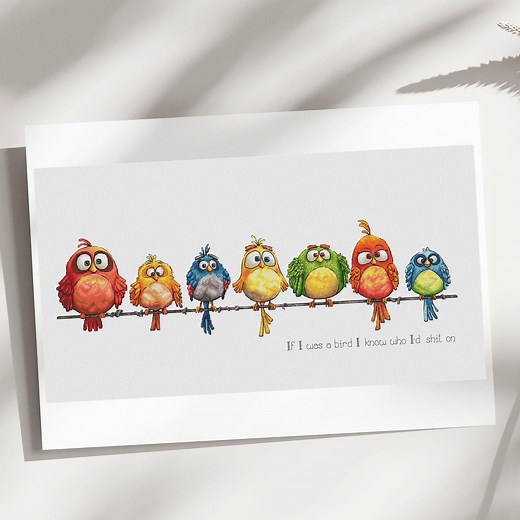 Quirky Birds on Wire Cross Stitch Pattern: Funny Hand Embroidery (PDF Pattern) - Etsy
