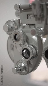 Eye exam, Phoropter eye test in optical Stock Video