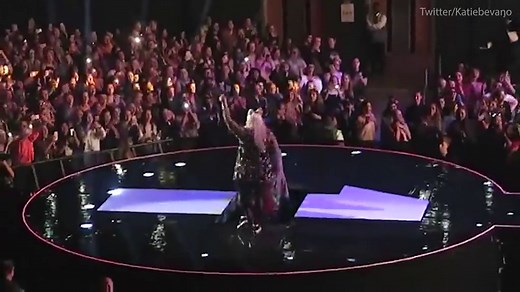 Gemma Collins falls down hole on stage at the Radio 1 Teen Awards