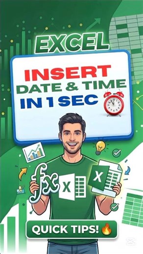 Excel Magic: Insert Date & Time in 1 Second! ⚡️ #shorts