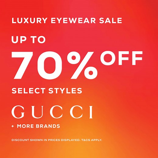 Shop up to 70% off select styles from Gucci, Saint Laurent, Bottega Veneta and more in our Luxury Eyewear Sale. Offer ends 11:59 PM AEST 02/12. Prices as marked. T&Cs apply. | Eyewear Index