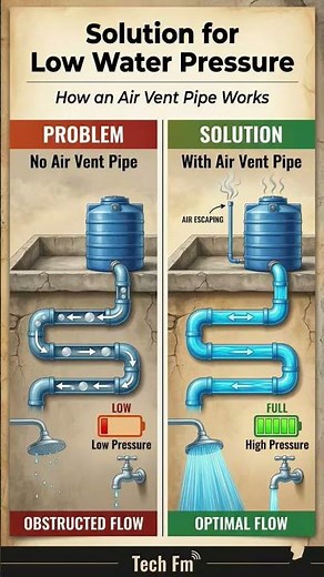 Low Water Pressure? This Simple Air Vent Pipe Trick Can Fix It! 🚿💧#plumbing #techtips #waterflow