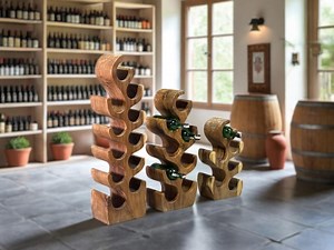 Handmade Teak Wood Wine Rack: Rustic Floor Bottle Holder - Etsy