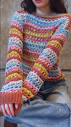 Easy Bright Crochet Mesh Sweater | Free Written Crochet Pattern Coming Soon On Our Blog
