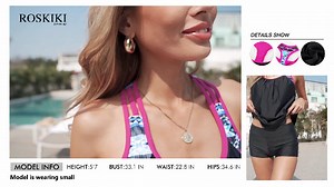 Watch ROSKIKI Push Up Racerback Blouson Tankini Set on Amazon Live