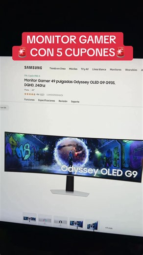 Monitor gamer Samsung Odyssey G9 con 5 cupones #samsung #oled #monitor #monitorgamer #cupones