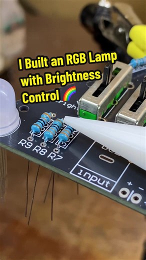 I built this RGB light using an electronics experiment kit. It has full brightness control and color adjustment. #creatorsearchinsights #rgb #diy #electronics #led