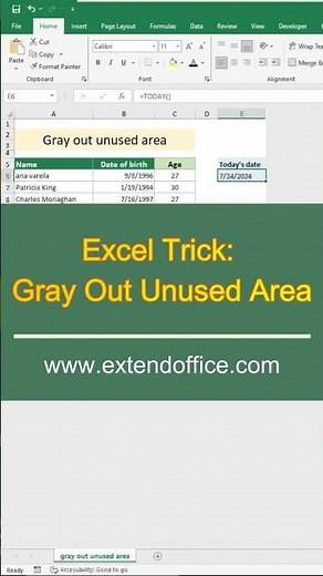 Gray out unused area in Excel #excel #exceltips #exceltricks