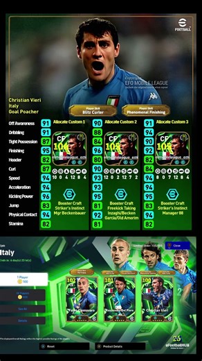 EPIC Booster 🇮🇹 Christian Vieri ⚡ Blitz Curler Training Guide & Booster Crafting #efootball2025