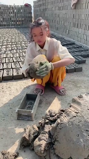 Brick Making Process: Crafting Clay Bricks Outdoors