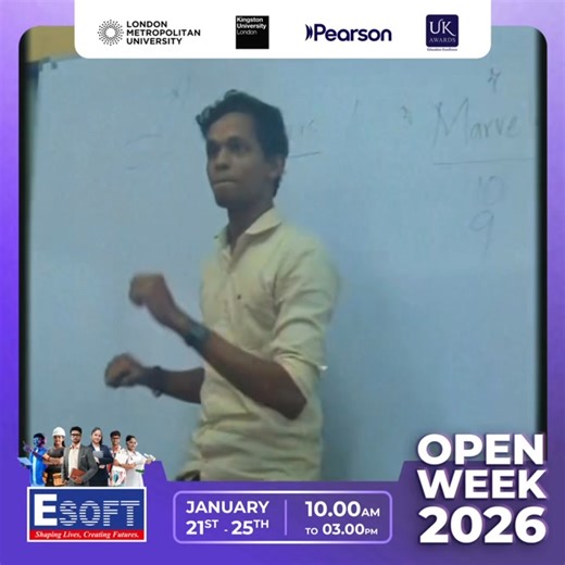 Day 01 - Open Week 2026 – ESOFT Metro Campus - Negombo! 🎓 Students had a blast learning through Charades, building vocabulary, communication, and teamwork in a fun, interactive way! 🕙 10.00 AM – 3.00 PM 📍 ESOFT Metro Campus, Negombo Our academic advisors are ready to guide you—don’t miss this opportunity to shape your future! 📞 0317 572 572 #HappeningToday #ESOFTOpenWeek #ESOFTNegombo #ActiveLearning #TeamworkInLearning #InteractiveLearning | ESOFT Metro Campus - Negombo