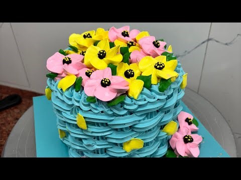 Beautiful basket, flower cake | basket, flower cake, Paise Banaya | whipped cream cake