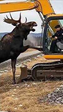Black Moose Asks A Kind Man To Save It's Cub! #animals #emotionalrescue #wildlife #animalrescue
