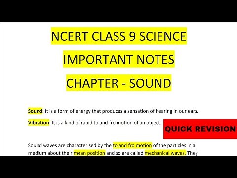Class 9 Physics Notes Chapter 12 || Sound Class 9 Notes | CBSE Class 9 Notes #sound #notes #class9