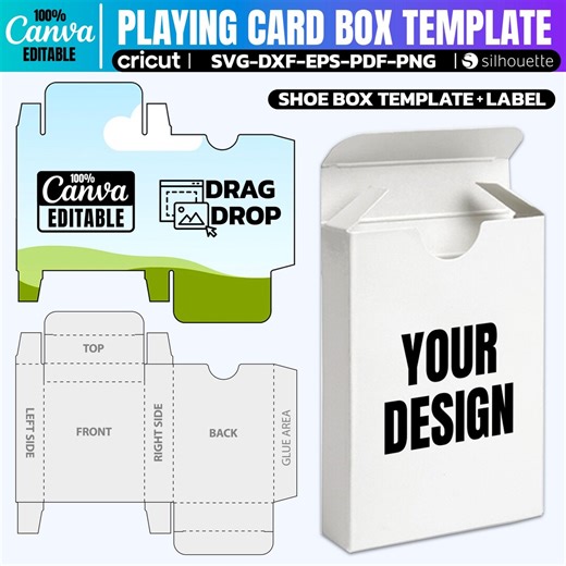 Blank Playing Card Box Template Svg, Poker Card Box Template, Box Svg, Trading Card Box Template, Editable Canva, Drag and Drop Template - Etsy
