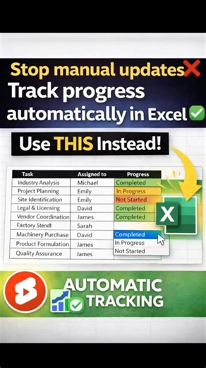 Stop updating progress manually ❌ Create a Colorful Progress Tracker in Excel ✅ #excel #exceltricks