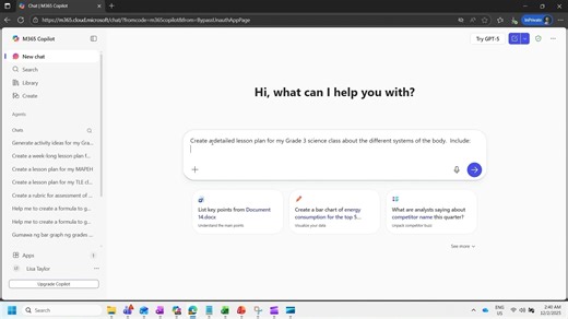 Kumusta, DepEd educators! Kung naghahanap ka ng paraan para mas mapadali ang paggawa ng lesson plan, activities, posters, at iba pa, i-Copilot mo na yan! Subukan ang Copilot Chat—ang secure AI tool para sa DepEd! Mag-sign in sa m365copilot.com gamit ang iyong DepEd account at subukan ang iba’t ibang ideya. Gamit ang iyong Microsoft DepEd account, may full access ka sa Copilot Chat! Panoorin ang video sa baba upang matuto kung paano gamitin ang Copilot Chat. #DepEdPhilippines #M365forDepEd #ICopi