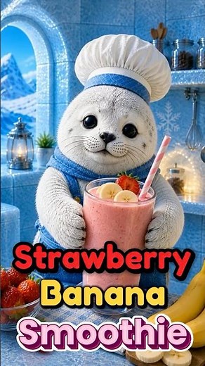 🦭 Chef Pluff Makes Strawberry Banana Smoothies 🍓🍌 Easy Homemade Recipe