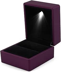 ZJchao Ring Box with Led, LED Ring Box Lighted Ring Storage Box Jewelry Display Case Gift Ring Case Jewelry Gift Boxs Light for Wedding Engagement ()