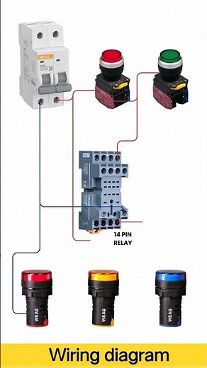 14-Pin Relay Wiring Diagram for Industrial Push Button Setup#shorts #electricalengineering