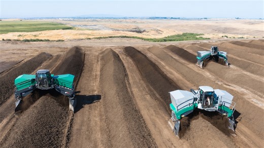 How large compost rows are managed efficiently