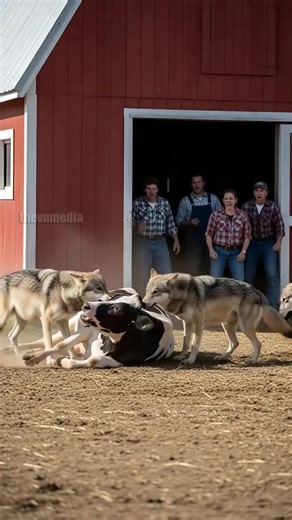 Black Angus Bull Save Farmers From Wolfs! #wildlife #animals | Paul Vu
