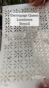 Sometimes all you need is a stencil and some amazing paste! Check out this beautiful project from @ivetaziedinaart using Decoupage Queen - Luminous stencil and Pentart - Glaze Paste in Pearl White. Get stencil here - https://decoupagequeen.com/decoupage-queen-dainty-and-the-queen-luminous-stencil/ Glaze paste available from Decoupage Queen retailers ❤️ | Decoupage Queen
