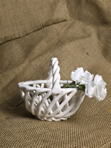 Vintage White Ceramic Woven Basket Small Decorative Houseware Cottagecore Decor - Etsy