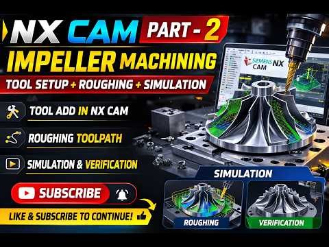 Impeller Machining NX CAM Part 2 Tool Add + Roughing + Simulation