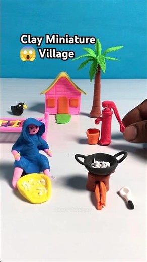 Tiny Clay Village Magic! ✨🧱 #short #clayart #miniature