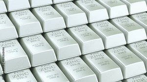 Zinc bars background, animation. 3D rendering