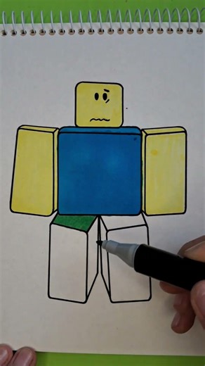 Draw and Color Noob from Roblox. #shorts #roblox #minecraft #art #colors #drawing