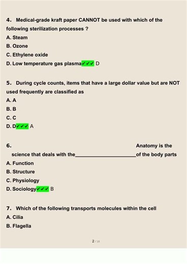 Sterile Processing Final Exam Study Guide Questions 20222023 Consisting Of 166 Questions With Verifi