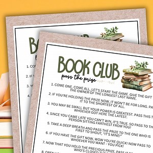 Book Club Pass the Prize Game: Fun Meeting Activity (digital Download) - Etsy