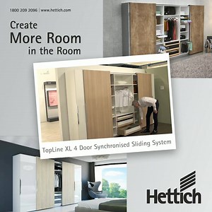 4.4K views · 303 reactions | Now no more storage woes for the comfort seekers. Hettich brings you cutting-edge Topline XL 4-door synchronised sliding system for large wardrobes upto 4 metres wide with soft opening and closing mechanism. To know more, visit www.hettich.com #bedroomfurniture #slidingdoors #wardrobedesigns #largewardrobes #wardrobeorganisers #foldingdoorsystems #slidingfoldingdoors #wardrobeinspiration | Hettich India | Facebook