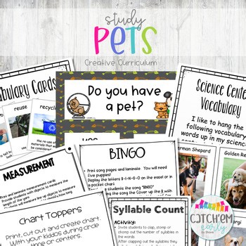 Pet Study Supplements Creative Curriculum Preschool w/ Math & ELA Activities